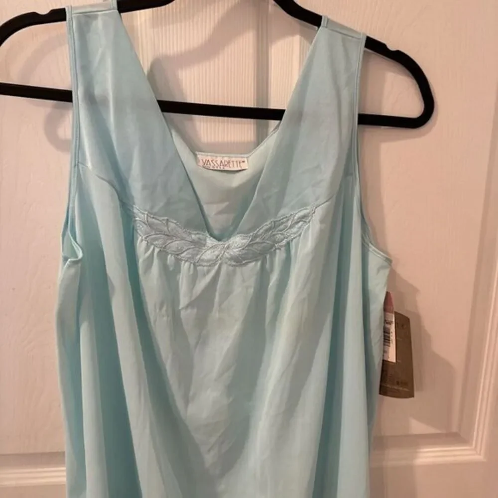 Vtg VASSARETTE Aqua ‎ Nylon Nightgown & Robe Matching set Sz L Made in USA NEW
